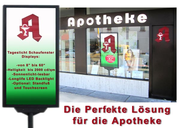 Schaufenster Monitor fur Apotheke